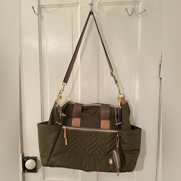 Skip Hop Handbags - Suite by skip hop diaper bag smaller purse/wallet, paci pouch shoulder bag green